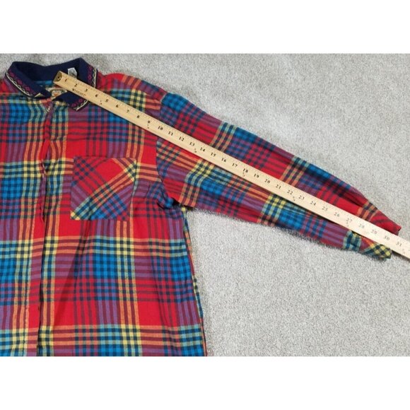 CM Company Brand Long Sleeve Button Up Red Plaid Casual Shirt Women's Size Large - Picture 6 of 9